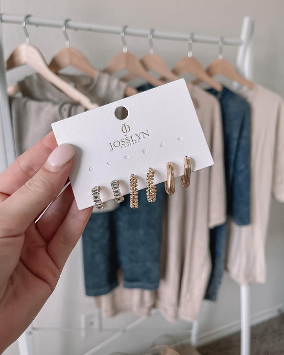 Trio Huggie Earring Set