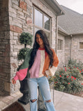 Berry Cozy Color Block Sweater