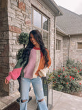 Berry Cozy Color Block Sweater
