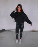 You're A Gem Rhinestone Fringe Sweatshirt - Black
