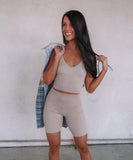 Live Laugh Lounge Seamless Ribbed Top - Champagne