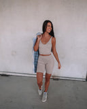 Live Laugh Lounge Seamless Ribbed Bike Shorts - Champagne