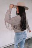 Fool For Fringe Cardigan Top - Taupe