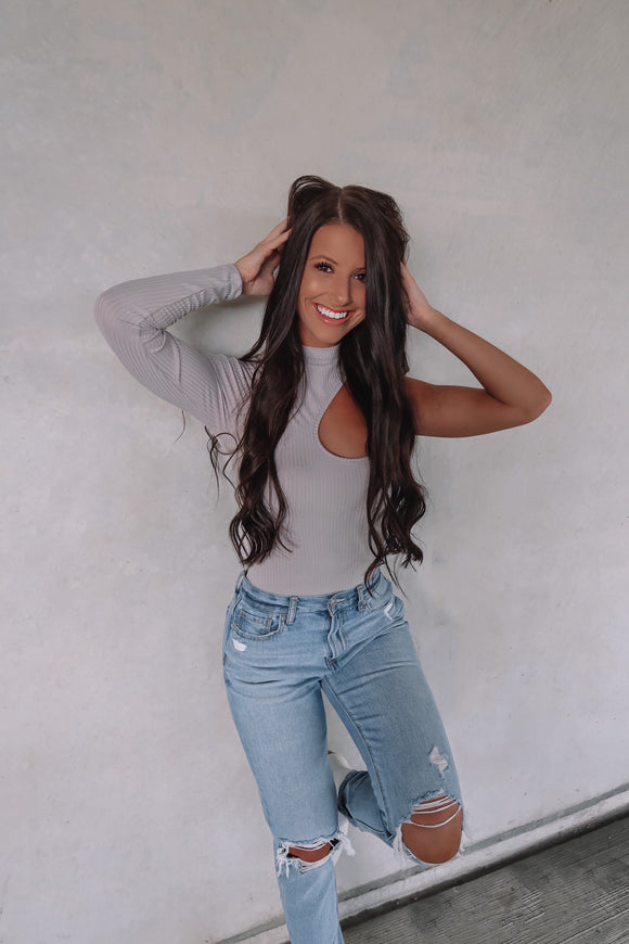 This Or That Bodysuit - Light Grey