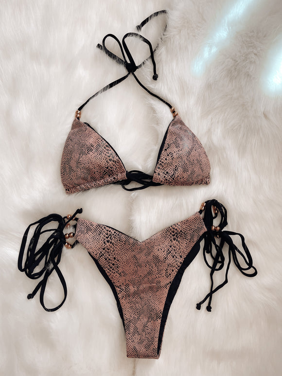 Cali's Calling Snake Print Bikini - Taupe