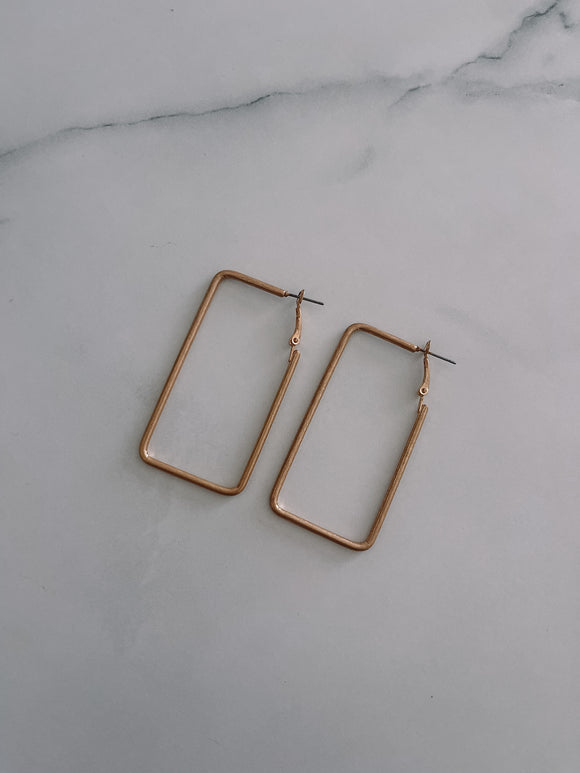 Dream On Gold Rectangle Hoop Earrings